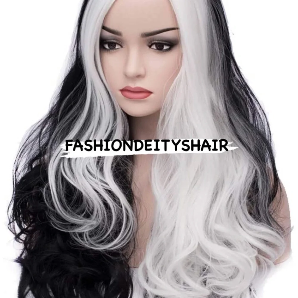 Kris BLACK & WHITE 2 TONE Cosplay full cap wig NEW